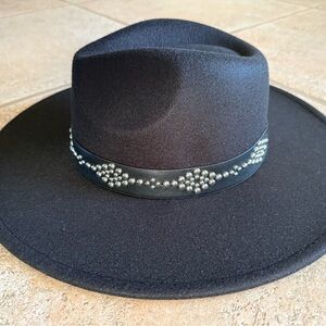 H&M Black Hat with Tan Tag